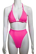 Bright Pink Triangle Bikini Top and Bottoms