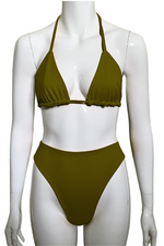 Olive Triangle Bikini Top and Bottoms