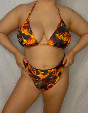 Dragon flames triangle bikini set