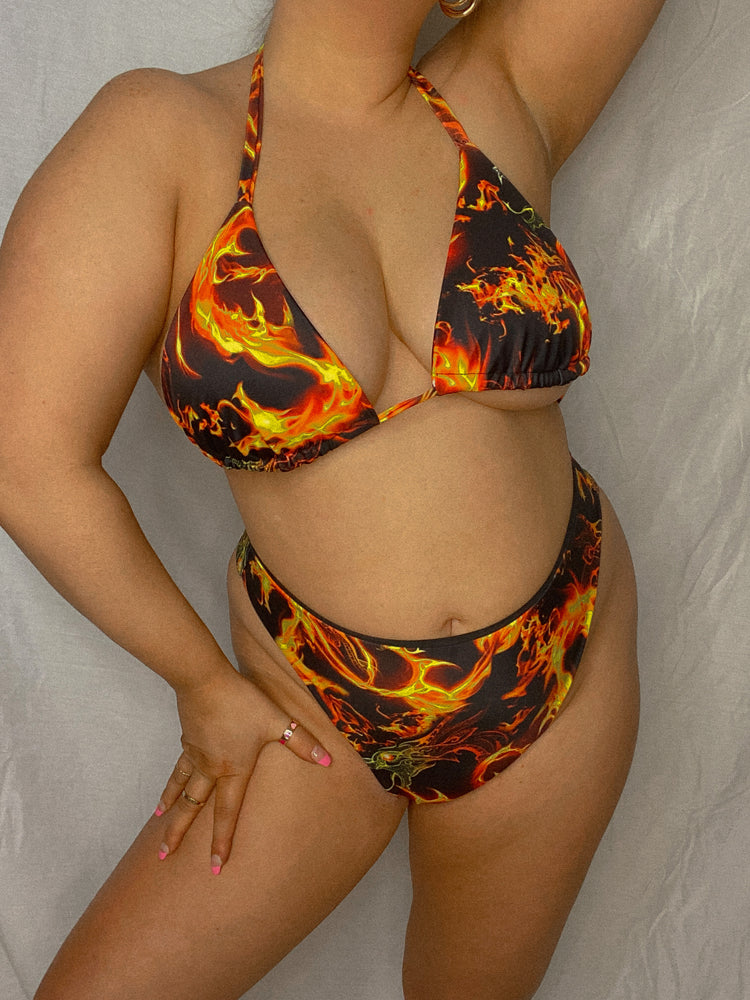 Dragon flames triangle bikini set